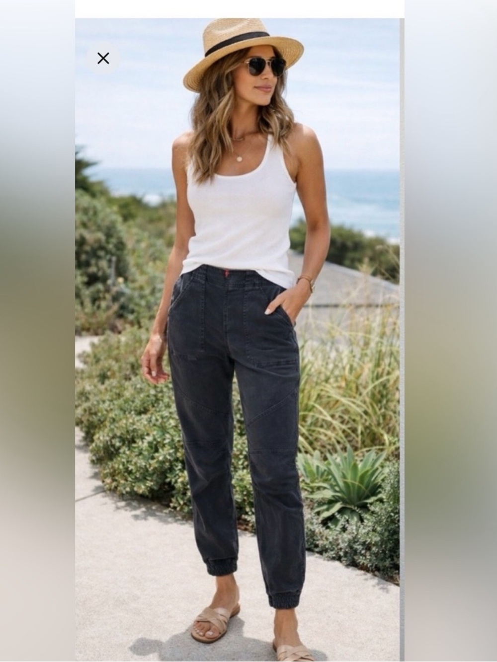 Spanx | Stretch Twill Cargo Joggers in washed black/ Gray Size Medium